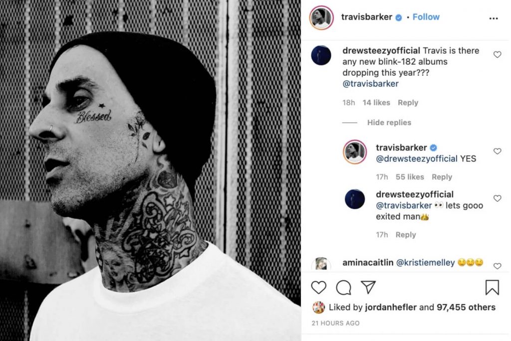 Travis Barker confirma novo disco do blink-182
