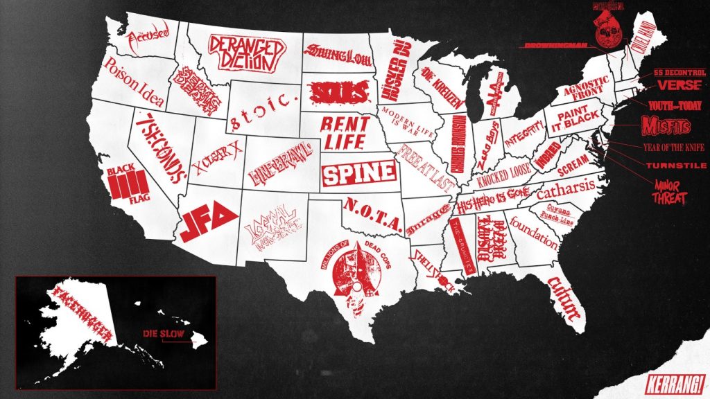 Mapa do Hardcore nos Estados Unidos