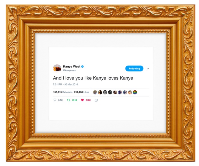 Tweet de Kanye West emoldurado