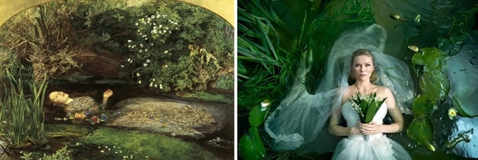 Melancolia, de Lars Von Trier (2011) / Ofélia, de John Everett Millais (1852)