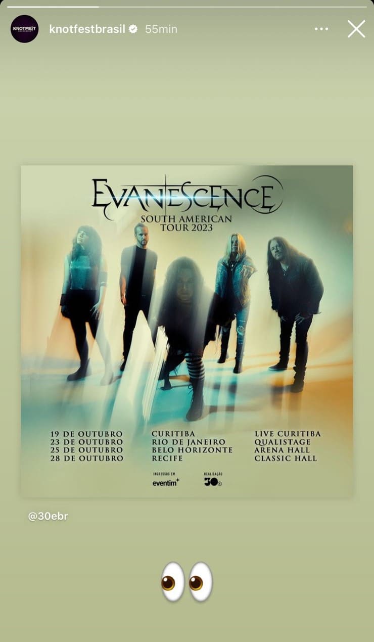 Evanescence deve ser atração do Knotfest Brasil 2023