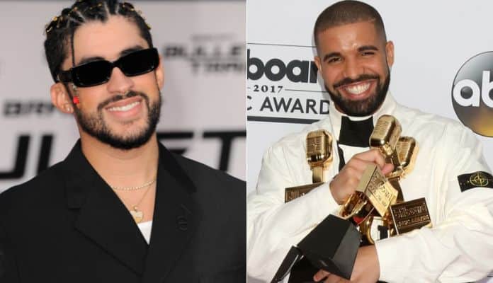 Bad Bunny e Drake são os artistas mais ouvidos no YouTube e Spotify respectivamente