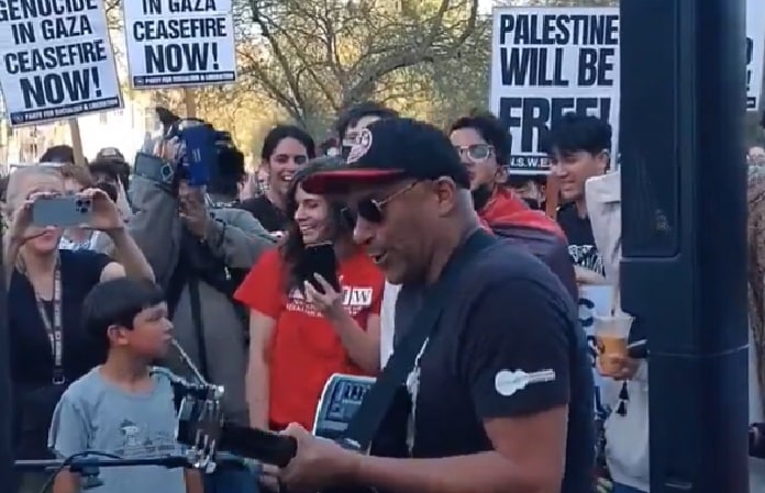 Tom Morello tocou Rage Against The Machine em protesto pró-Palestina