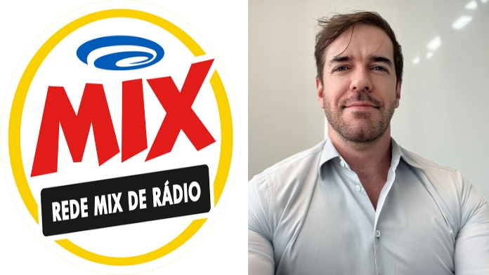 Marcos Vicca, Diretor Artístico da Rádio Mix FM, e logo da Rádio Mix/Rede Mix